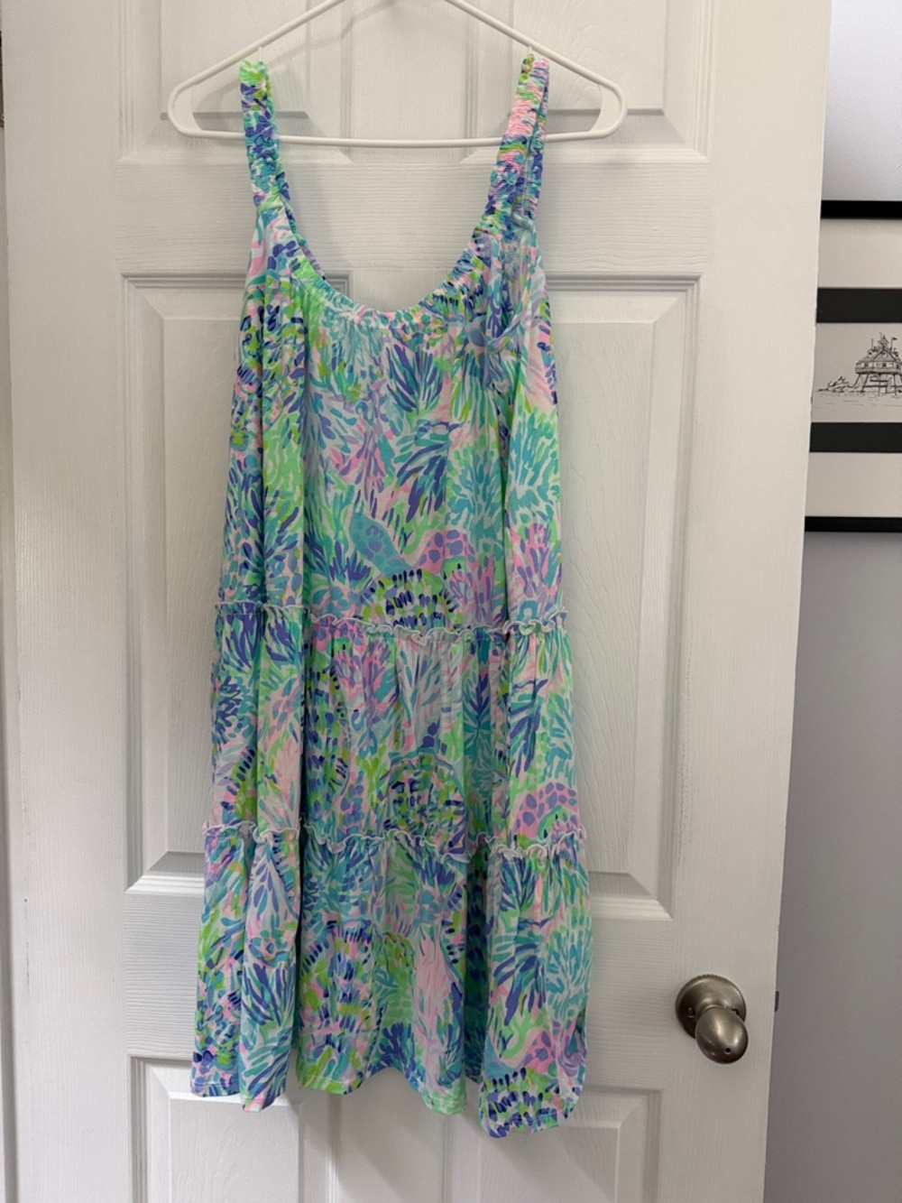 Lilly Pulitzer Sleeveless Floral Shift Dress in Aqua, Pink & Green